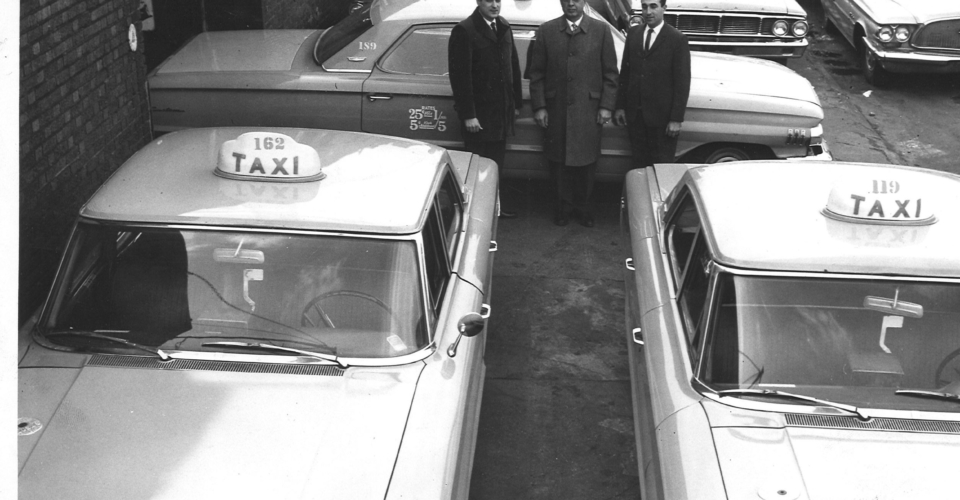 Taxi in front