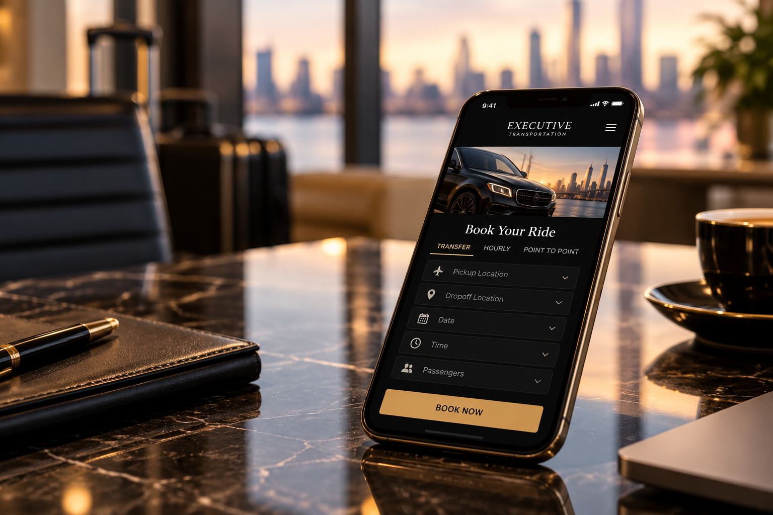 Executive transportation mobile booking technology